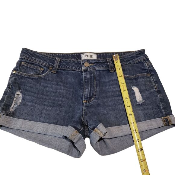 Paige Jimmy Jimmy denim destroyed shorts size 28 cuffed hem deconstructed - Picture 5 of 5
